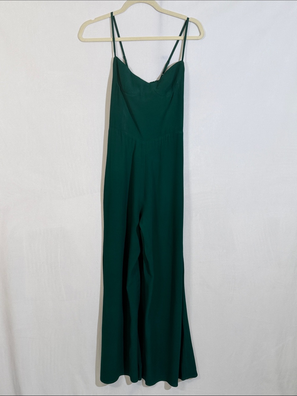 Reformation Jumpsuit Size 0 Emerald Green Smocked Back - Picture 3 of 12